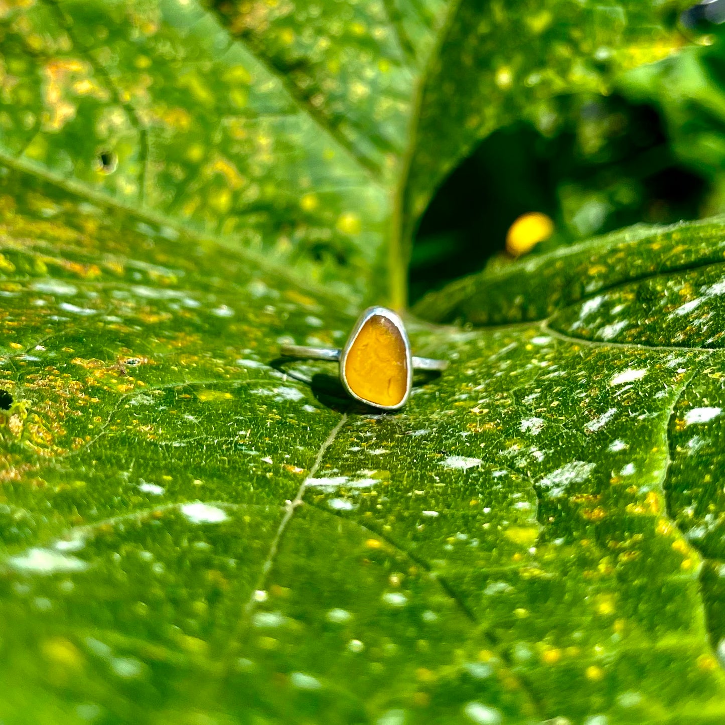 Amber Seaglass Ring