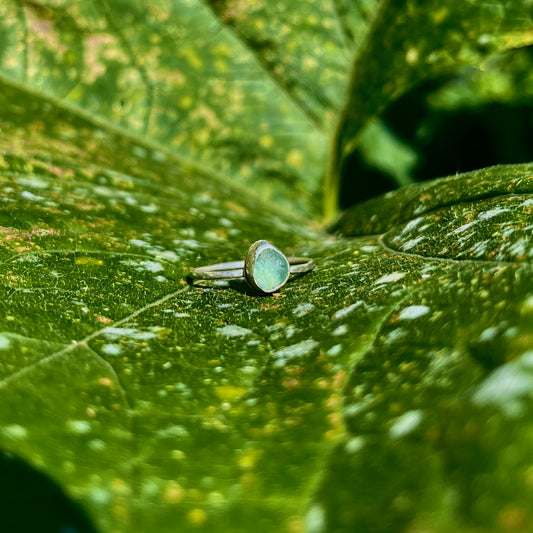 Aqua Seaglass Stacking Ring